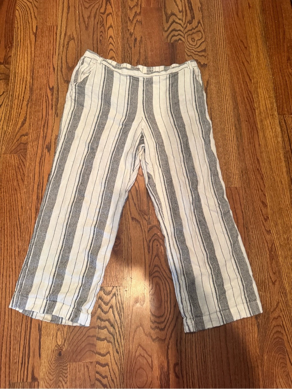 Maurices Cream and Gray Striped Wide-Leg Pants